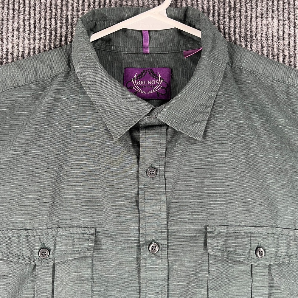 Bruno Shirt Mens Size XL Extra Large Green Long Sleeve Button Up Lightweight